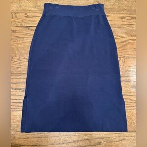 Halogen Navy Knit Pencil Skirt XS Pull On Career Midi